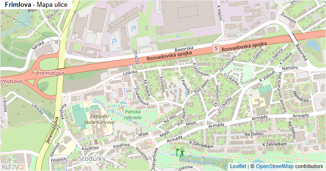 Frimlova - mapa ulice