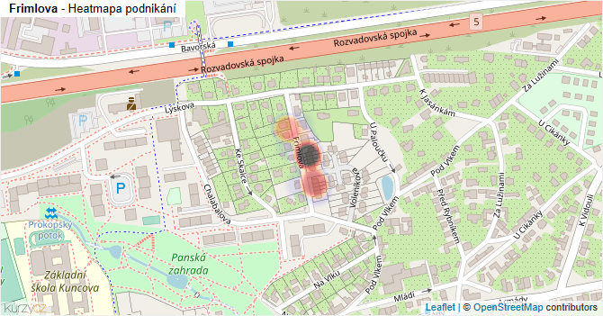 Frimlova - mapa podnikání