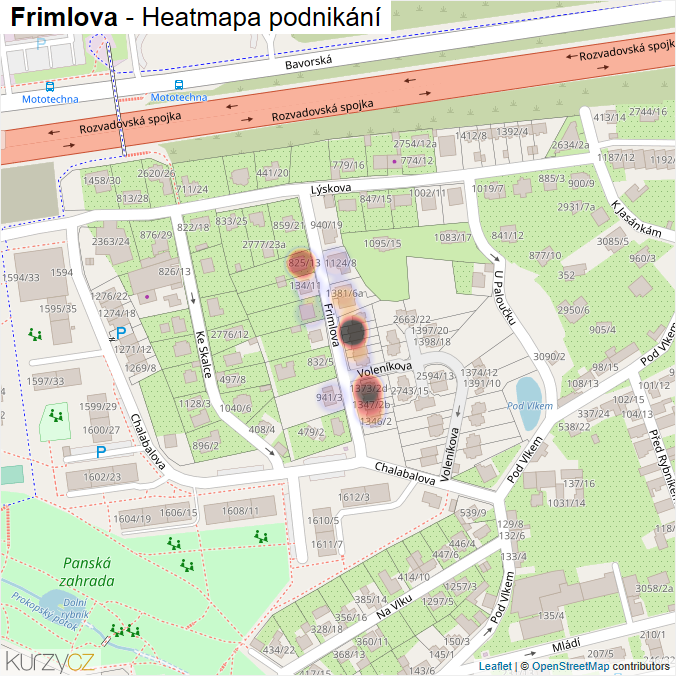 Mapa Frimlova - Firmy v ulici.