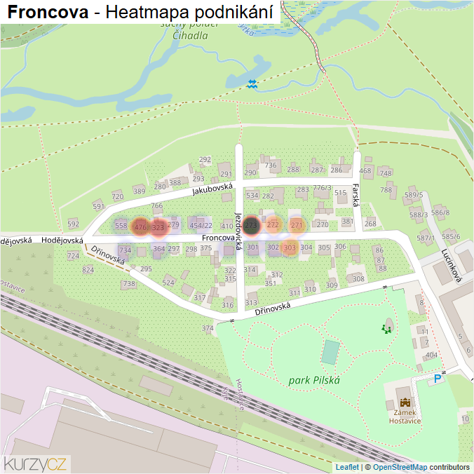 Mapa Froncova - Firmy v ulici.