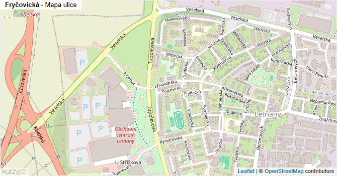 Fryčovická - mapa ulice