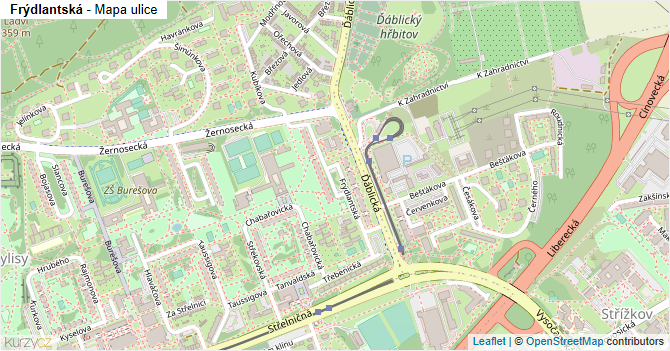 Frýdlantská - mapa ulice