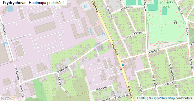 Frydrychova - mapa podnikání