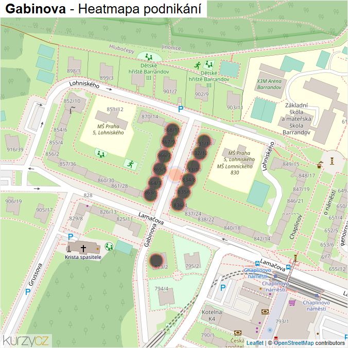Mapa Gabinova - Firmy v ulici.