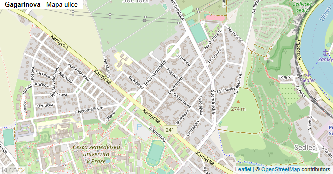 Gagarinova - mapa ulice
