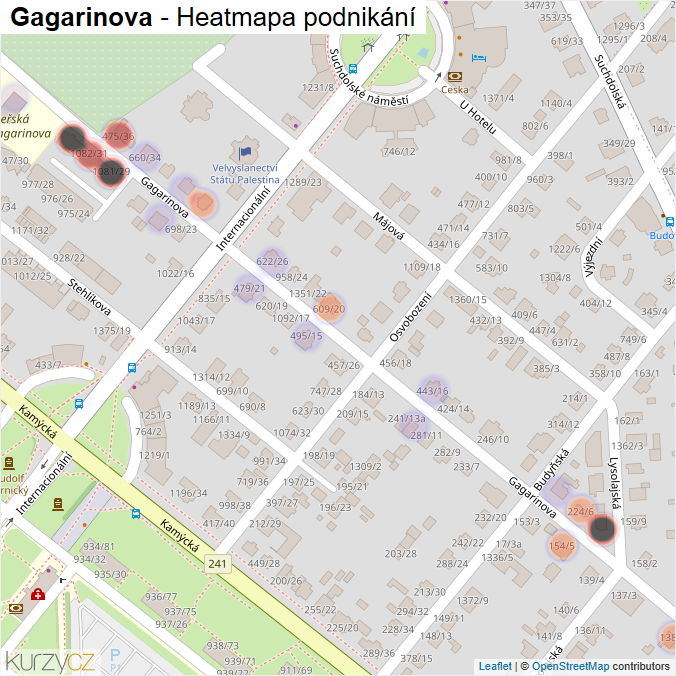 Mapa Gagarinova - Firmy v ulici.