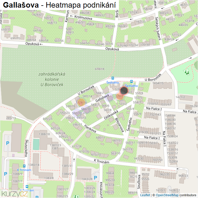 Mapa Gallašova - Firmy v ulici.