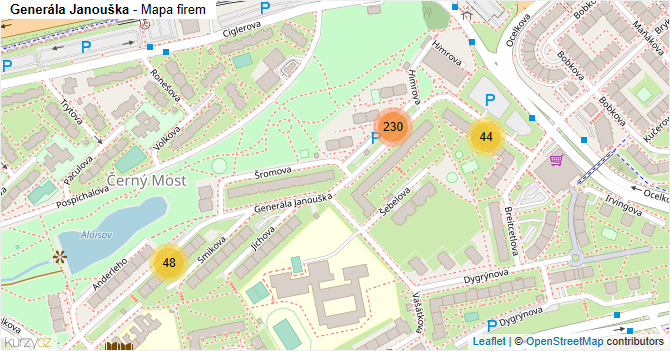 Generála Janouška - mapa firem