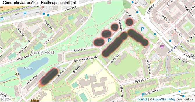 Generála Janouška - mapa podnikání