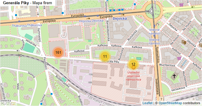 Generála Píky - mapa firem