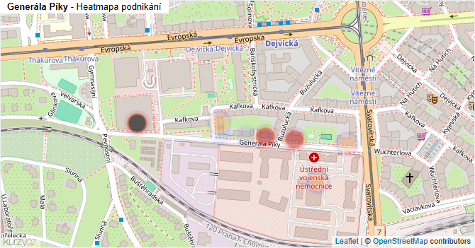 Generála Píky - mapa podnikání