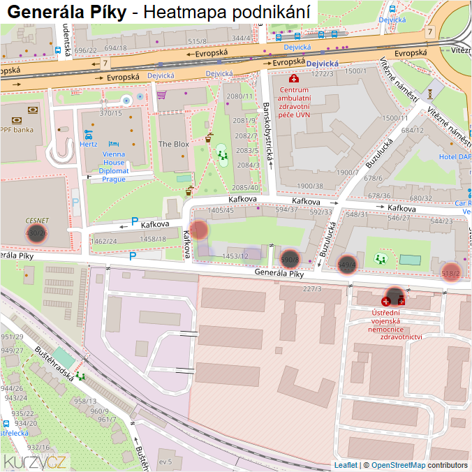 Mapa Generála Píky - Firmy v ulici.