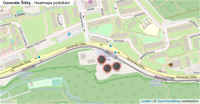 Generála Šišky - mapa podnikání