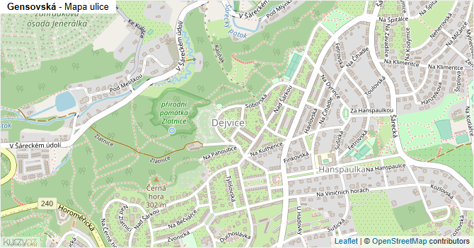 Gensovská - mapa ulice