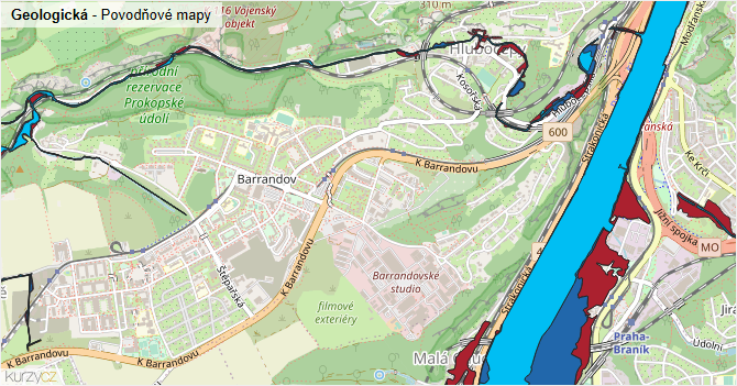 Geologická - záplavové mapy stoleté vody