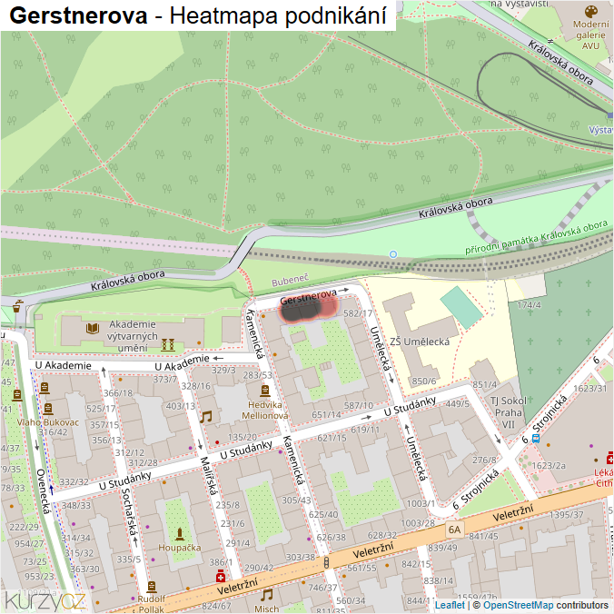 Mapa Gerstnerova - Firmy v ulici.