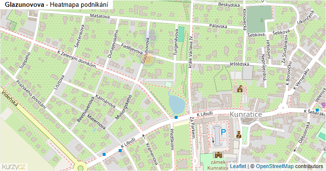 Glazunovova - mapa podnikání