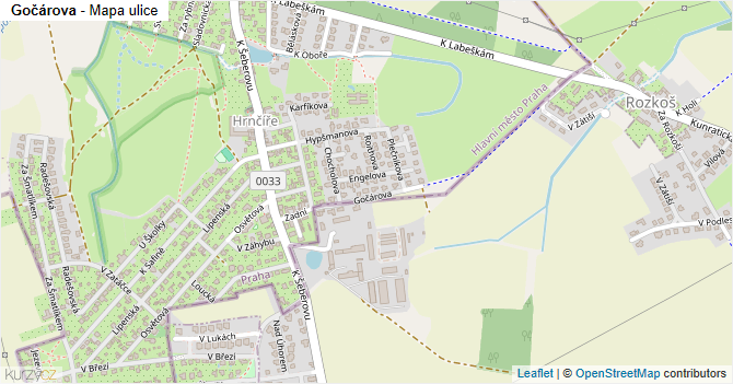 Gočárova - mapa ulice