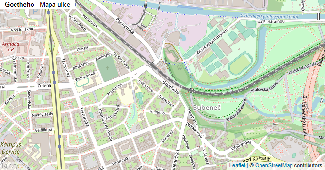 Goetheho - mapa ulice