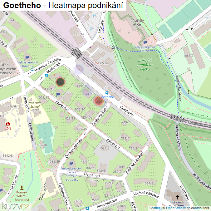 Mapa Goetheho - Firmy v ulici.
