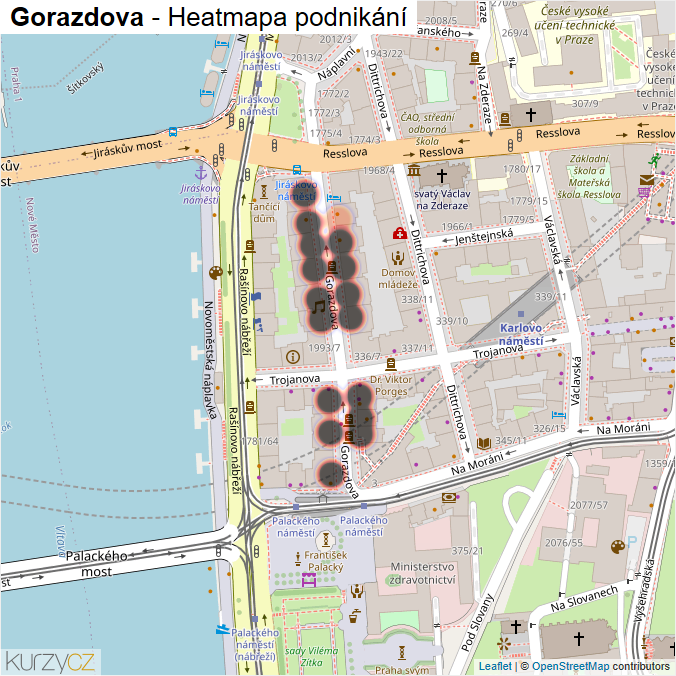 Mapa Gorazdova - Firmy v ulici.
