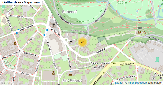 Gotthardská - mapa firem
