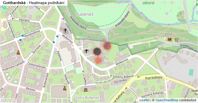 Gotthardská - mapa podnikání