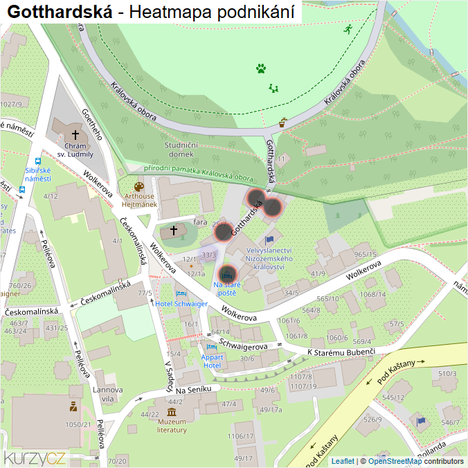 Mapa Gotthardská - Firmy v ulici.