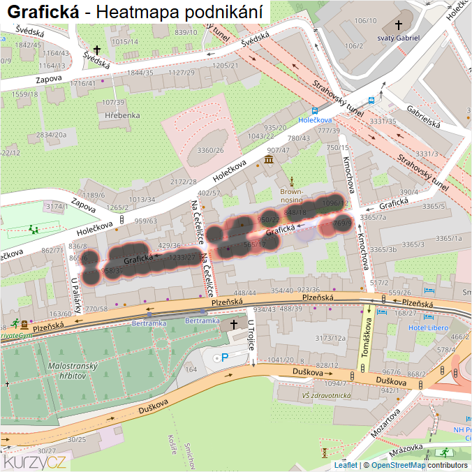 Mapa Grafická - Firmy v ulici.