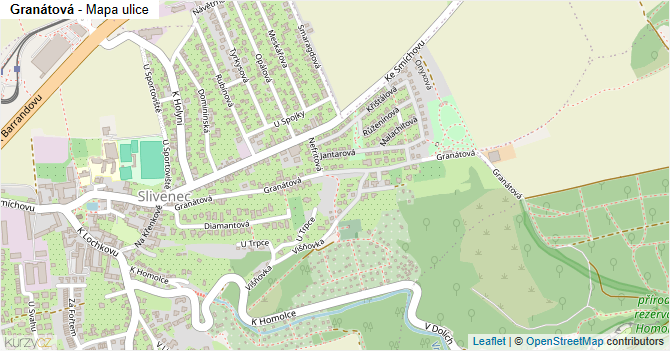 Granátová - mapa ulice