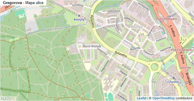 Gregorova - mapa ulice