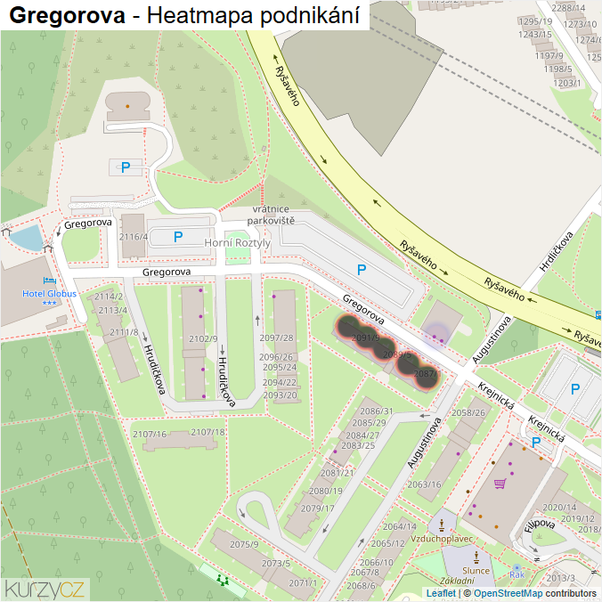 Mapa Gregorova - Firmy v ulici.