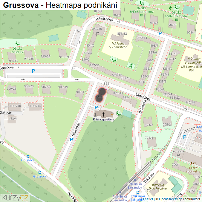 Mapa Grussova - Firmy v ulici.