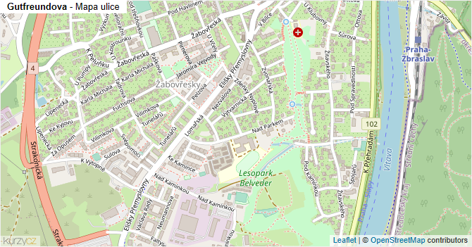 Gutfreundova - mapa ulice