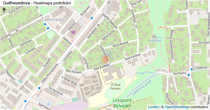 Gutfreundova - mapa podnikání