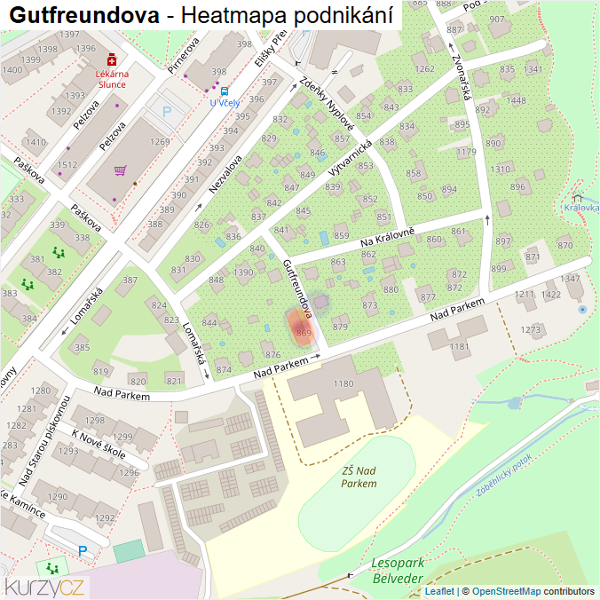 Mapa Gutfreundova - Firmy v ulici.