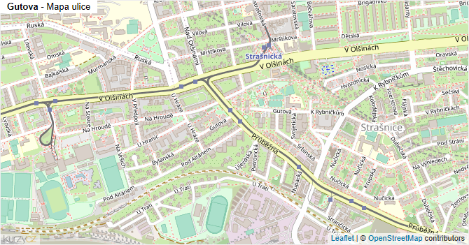 Gutova - mapa ulice