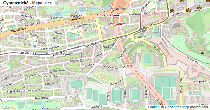 Gymnastická - mapa ulice