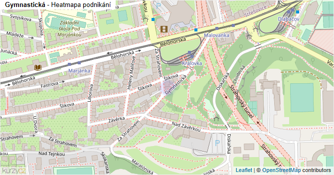 Gymnastická - mapa podnikání