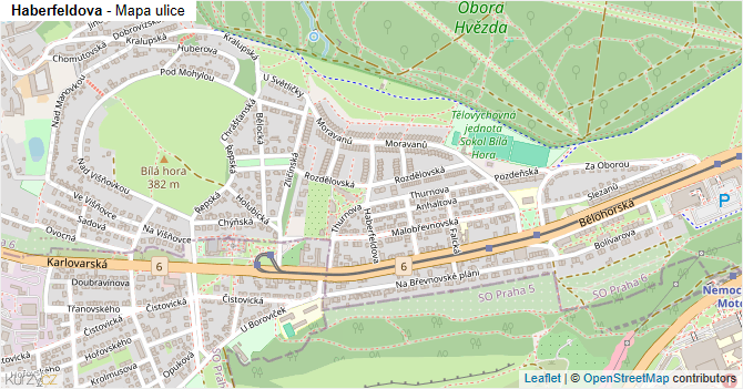 Haberfeldova - mapa ulice