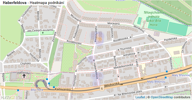 Haberfeldova - mapa podnikání