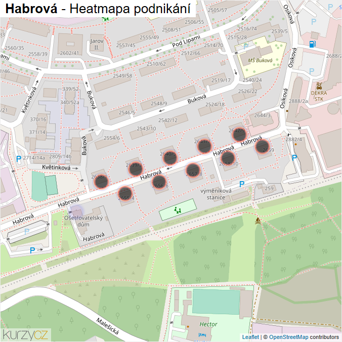 Mapa Habrová - Firmy v ulici.