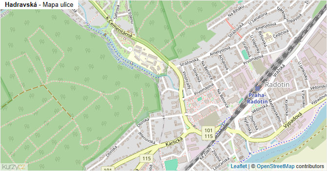 Hadravská - mapa ulice