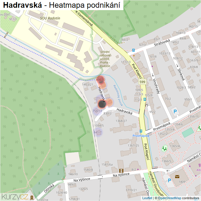 Mapa Hadravská - Firmy v ulici.