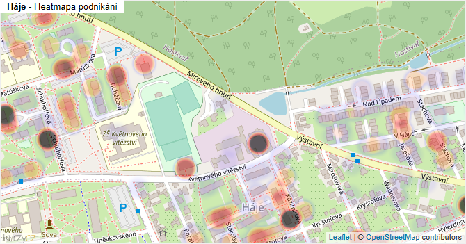Háje - mapa podnikání
