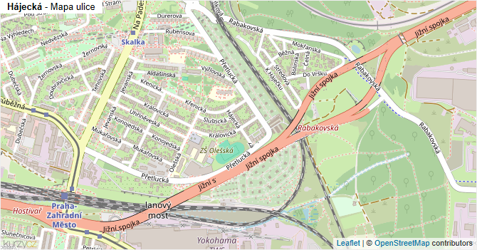Hájecká - mapa ulice