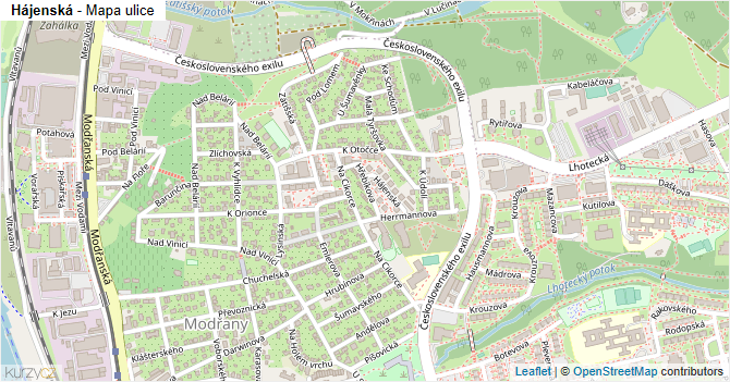 Hájenská - mapa ulice