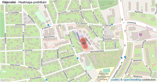 Hájenská - mapa podnikání