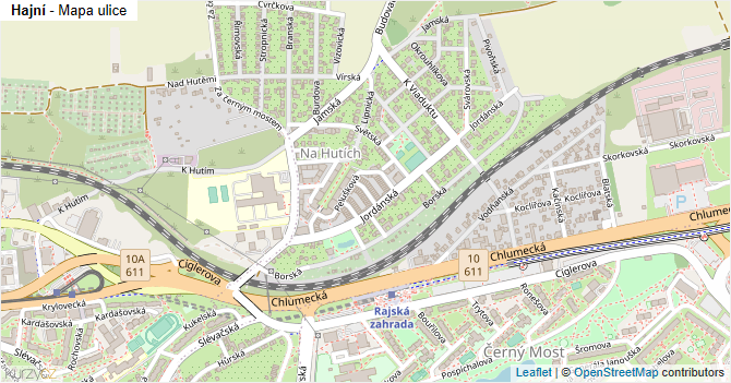 Hajní - mapa ulice