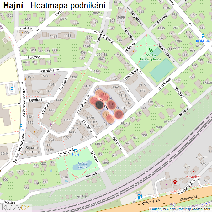 Mapa Hajní - Firmy v ulici.